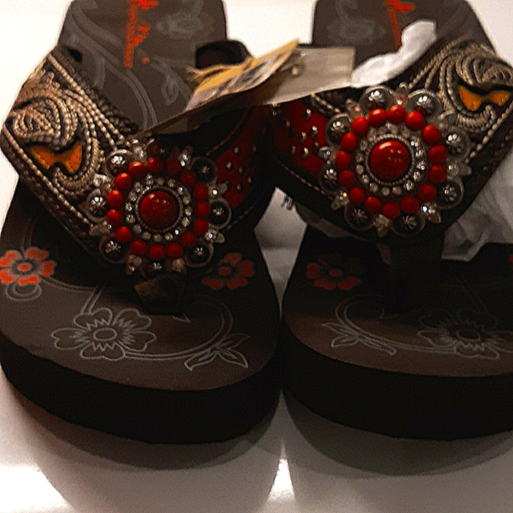 Montana west flip flops orange